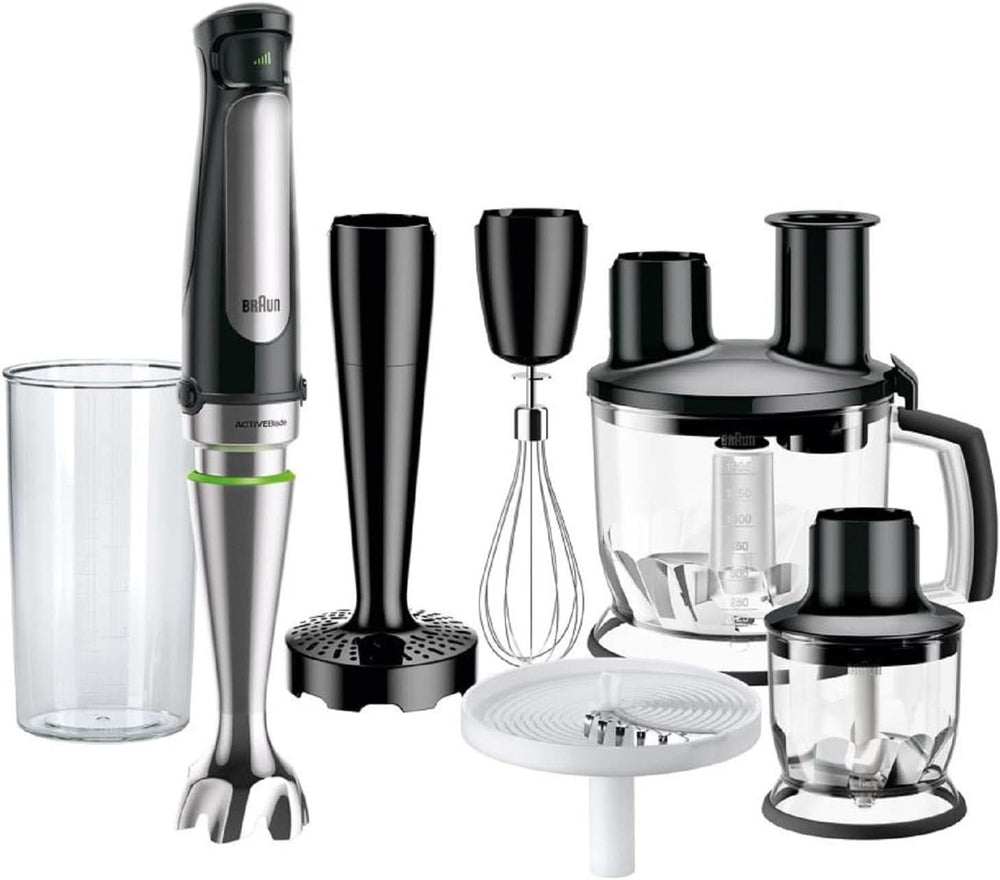 Braun Multiquick 7 MQ 7035X Stabmixer - Pürierstab Mit Abnehmbarem Edelstahl Mixfuß Mit Activeblade Technologie Zum Pürieren Der Härtesten Ingredient, Inkl. Set de 3 pièces, 1000 watts, Schwarz Kitchen Naty Shop Schwarz Kartoffel- Und Gemüsestampfer