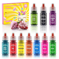 Colorant alimentaire liposoluble, 10 couleurs de colorant alimentaire à base d'huile pour la décoration de gâteaux au chocolat, ensemble de colorants alimentaires hautement concentrés pour fondant, cupcake, pâtisserie, colorant alimentaire - 6 ml chacun