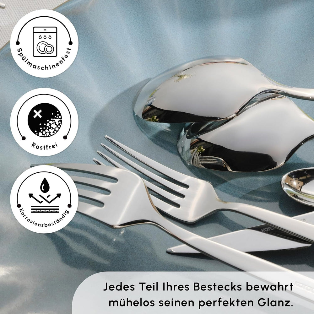 Karaca Thor Couverts 84 pièces avec boîte, acier inoxydable dans une élégante boîte Cuisine Naty Shop