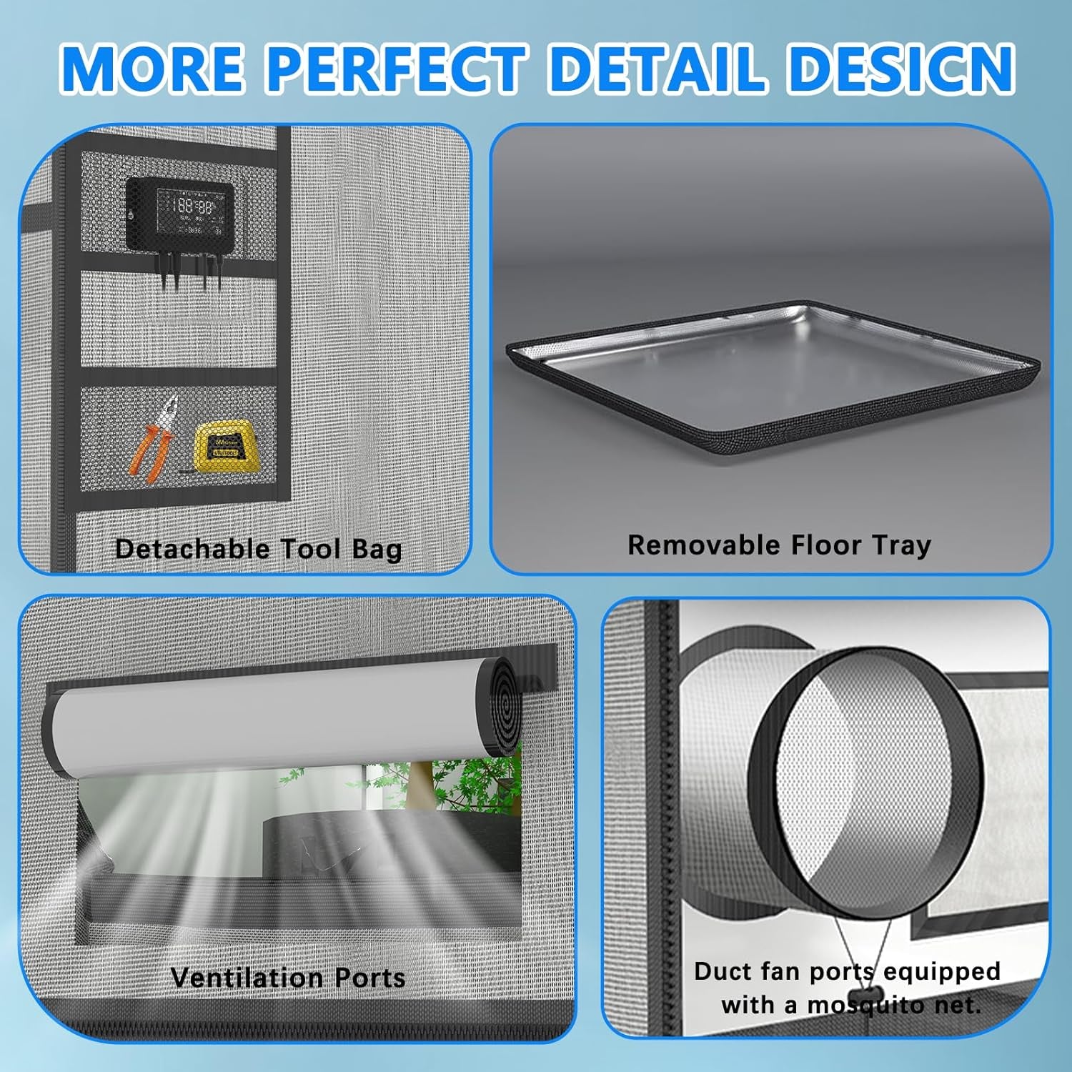 Aygrochy Tente de culture 60 x 60 x 160 cm Tente de culture intérieure avec plateau inférieur amovible réfléchissant en PEVA blanc pour espace de culture des plantes