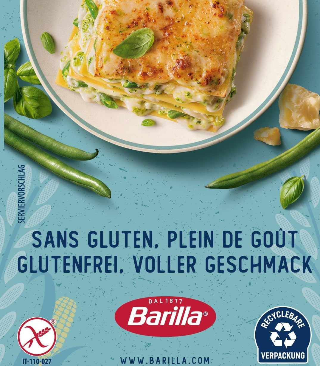 Pâtes Barilla Penne Rigate sans gluten à base de délicieux maïs et riz - parfaites pour les personnes atteintes de la maladie cœliaque ou d'intolérance au gluten (14 x 400 g)
