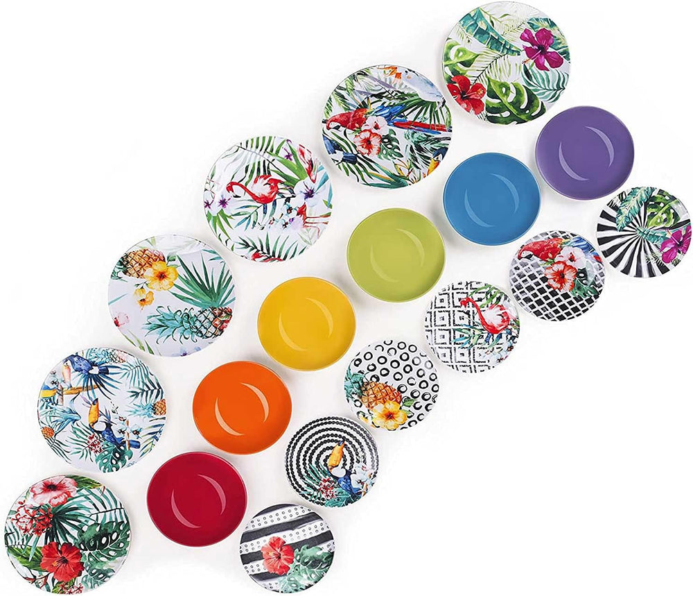 Excelsa Tropical Chic Service d'assiettes, 18 pièces, Porzellan, grande couleur