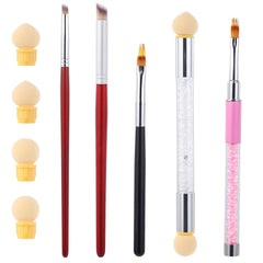 Nail Art Rendering-Werkzeuge Schwamm Undtupfpinsel, Sponge Brush Applicator, Double Kopf Ombre Sponge Stick Mit 4 Ersatzköpfe, Nail Art Schwamm Und Tupfpinsel, Ombre Nagelpinsel Für Gelnägel