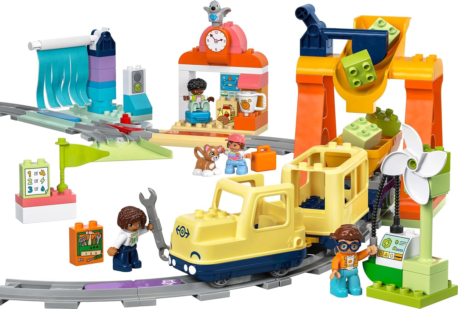 LEGO DUPLO Große interaktive Eisenbahn -Lernspielzeug für Kleinkinder ab 3 Jahren – inkl. Schieb-und-los-Zug mit Licht und Sound, 16 Gleisstücke & 4 Figuren – Geschenk für Jungen & Mädchen - 10428