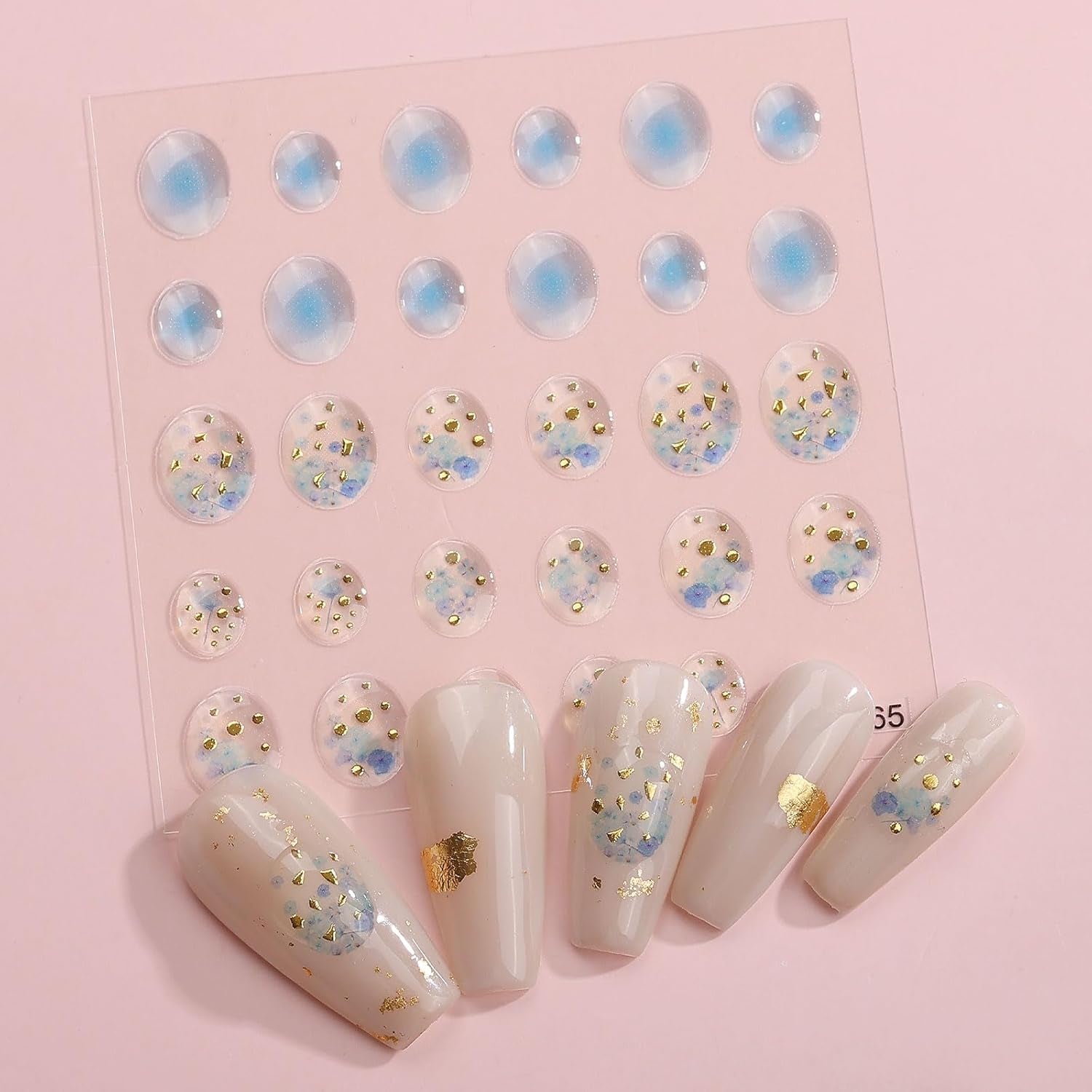 JMEOWIO 6 Blatt 3D Nail Sticker Goldene Unregelmäßige Geometrische Nail Art Sticker Selbstklebend Nagelaufkleber 5D Stereoskopisch Dekoration Nageldesign Zubehör