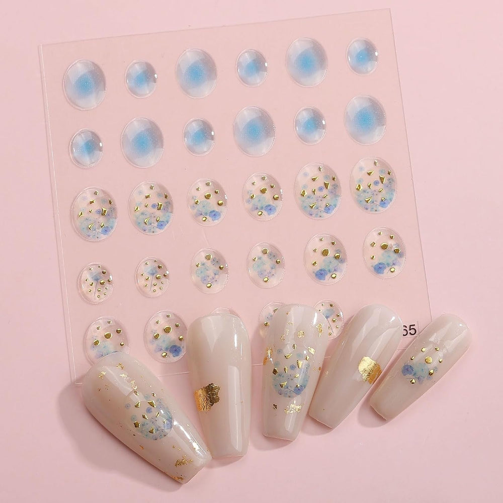 JMEOWIO 6 Blatt 3D Nail Sticker Goldene Unregelmäßige Geometrische Nail Art Sticker Selbstklebend Nagelaufkleber 5D Stereoskopisch Dekoration Nageldesign Zubehör