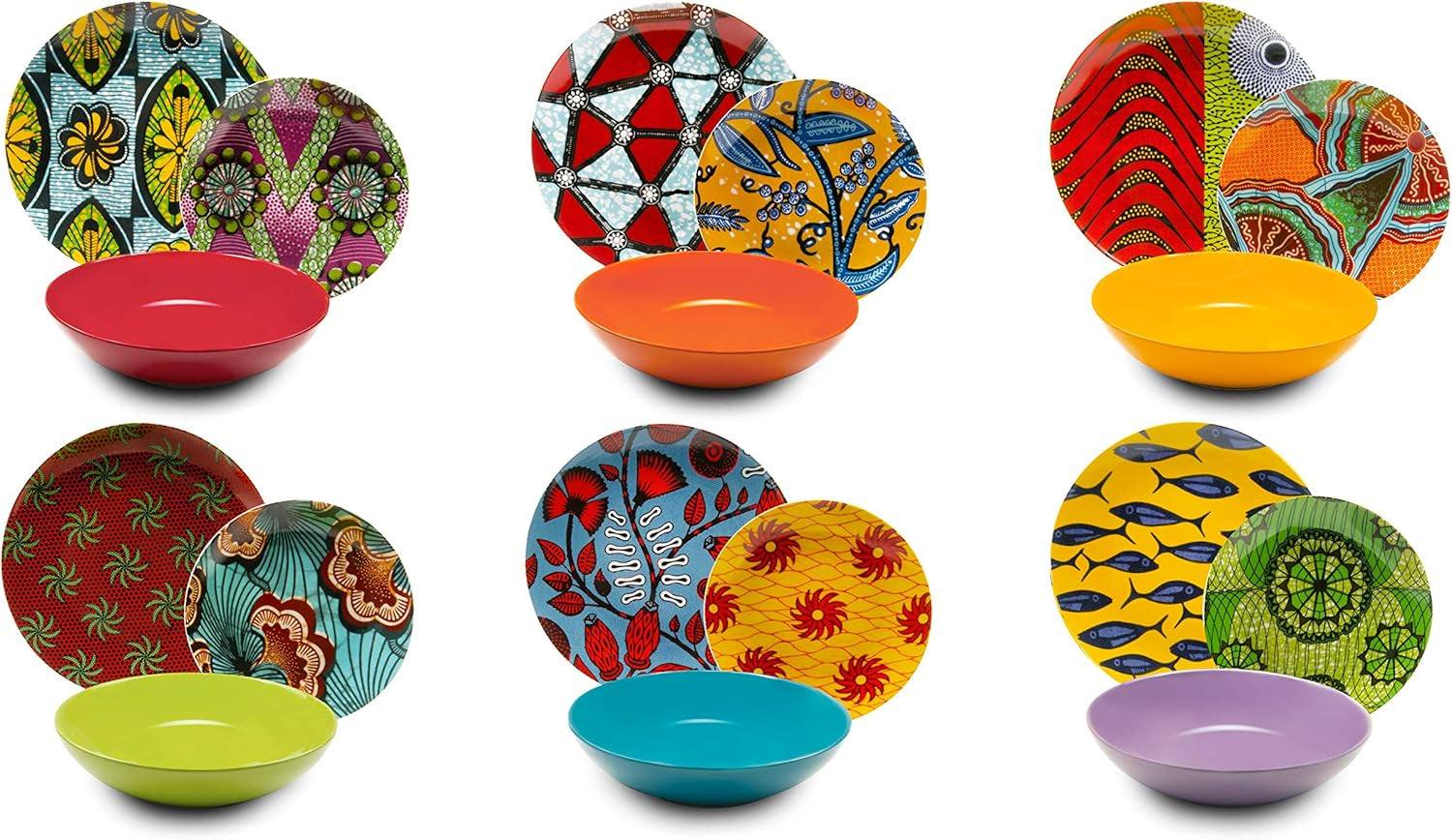 Service de table Excelsa Africa 18 pièces, porcelaine et céramique, multicolore Naty Shop