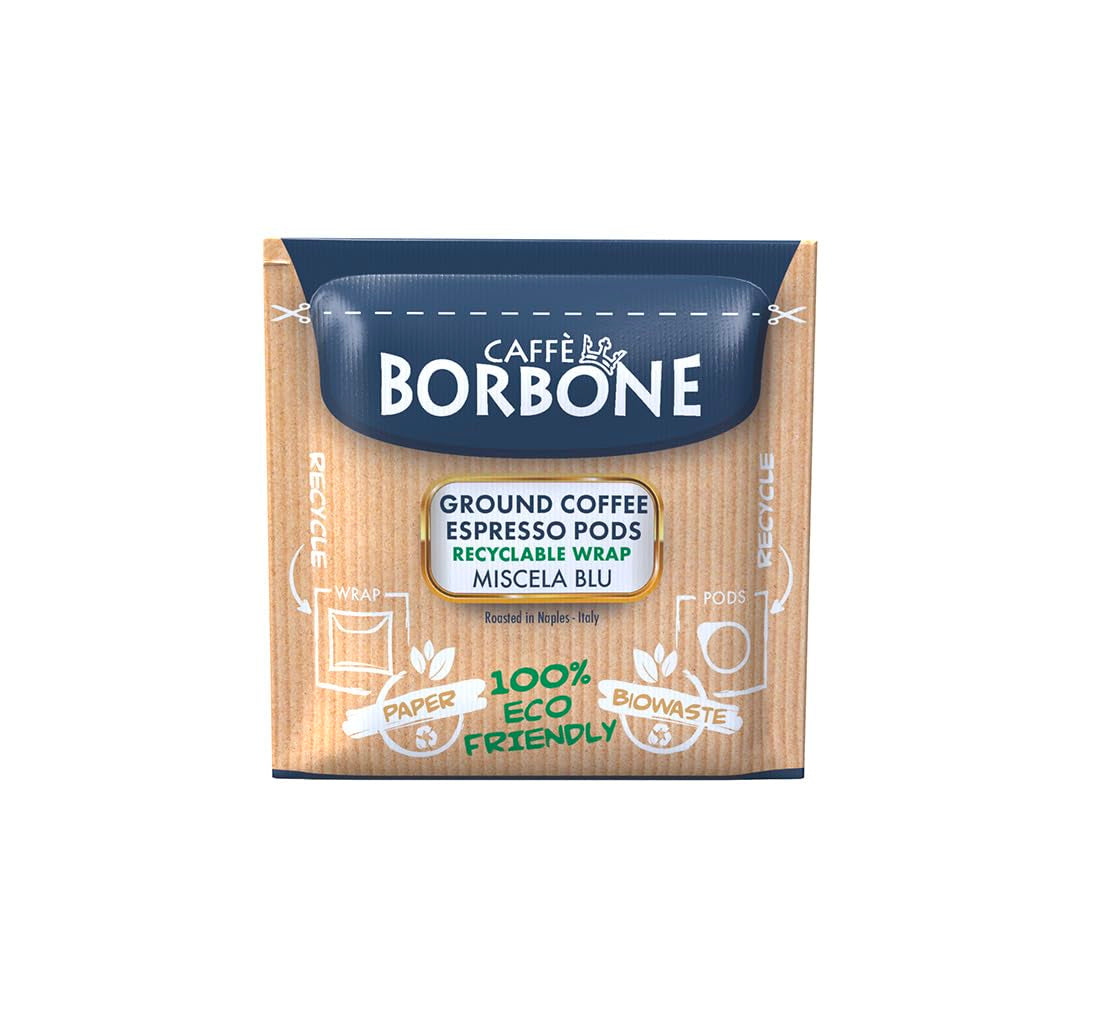 Caffè Borbone Kaffeepads compostables, bleu Kaffeemischung - 50 tampons - compatibles avec les tampons en papier du système ESE 44 mm