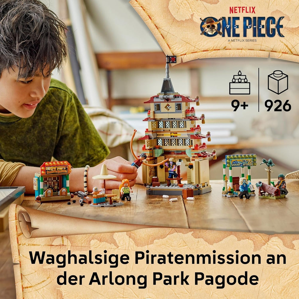 LEGO ONE PIECE - Showdown im Arlong Park - Interaktives Spielzeug mit 5 Minifiguren - Ruffy & Nami sowie Einer einstürzenden Pagode - Anime Geschenk für Jungen, Mädchen & Fans ab 9 Jahren - 75638