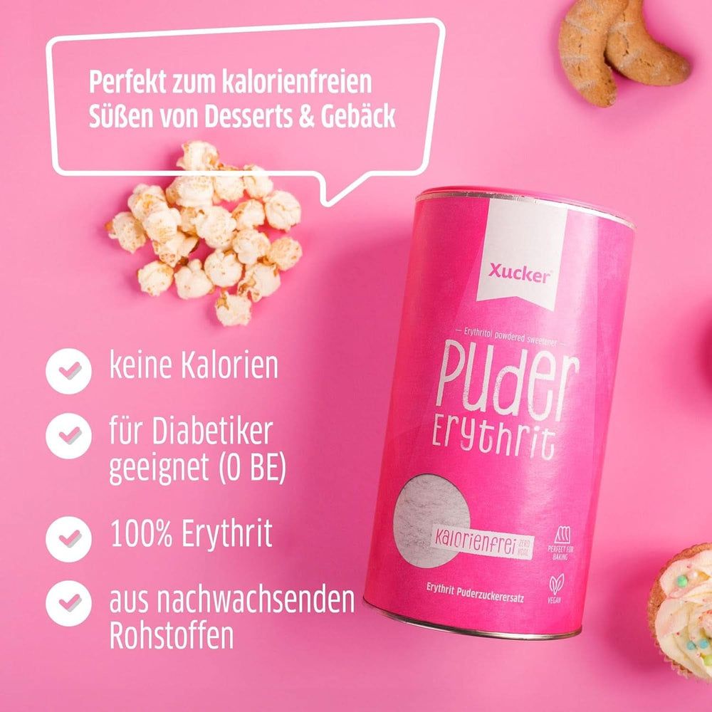 Xucker Sucre en poudre Erythritol - Substitut de sucre sans calories, 600 grammes Édulcorants Naty Shop