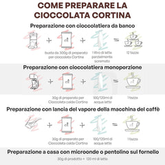 Chocolat chaud italien Cortina TARTE CHOCOLAT AMER, 15 sachets X 30 grammes Cacao et Chocolat Chaud Naty Shop