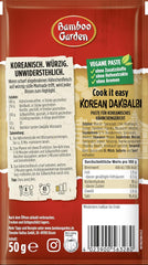 Jardin de bambous - Dakgalbi Würzpaste coréen | Zum Marinieren von Hühnchen, Gemüse et Tofu | Pour 4 portions | Ingrédients végétaliens et naturels | 50 g en sachet