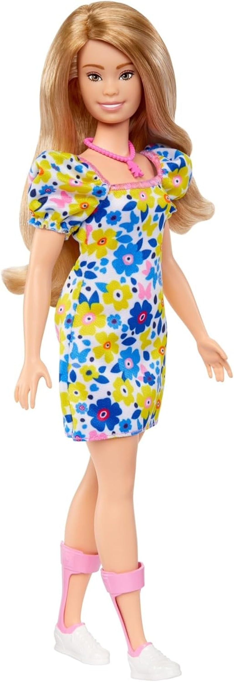 Barbie Fashionistas - Développée avec la National Down Syndrome Society, cheveux blonds et tenue tendance avec robe à fleurs et baskets blanches, à partir de 3 ans, HJT05 Naty Shop Dolls Titre par défaut