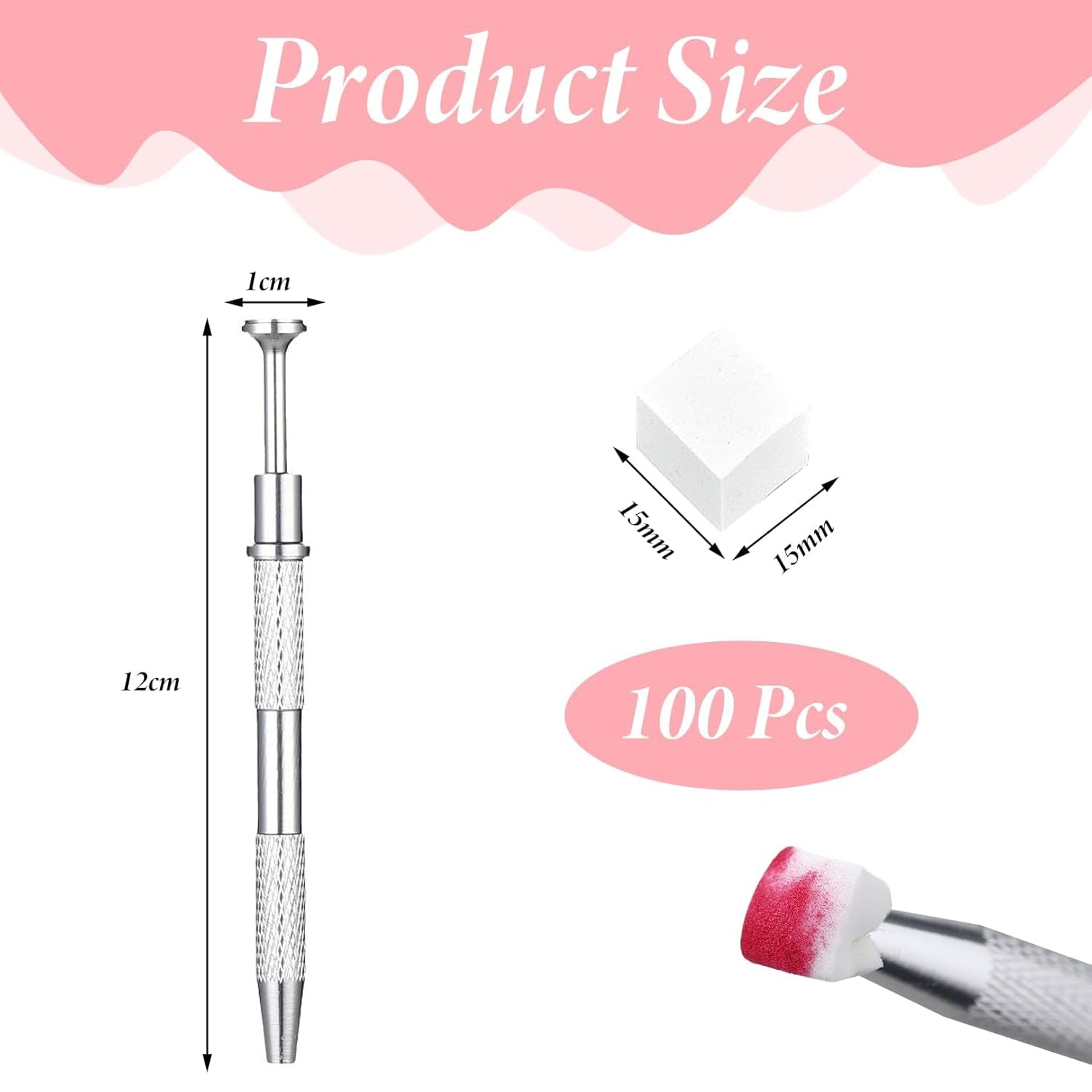 100 pièces Nail Art Schwamm Mit Piercing Zange,Nail Art Schwamm Mit Piercing Kugel Aufdreher,Applicateur de pinceau éponge,Nagelkunst-Rendering-Werkzeuge,Pour les modèles de Nail Art dégradés.