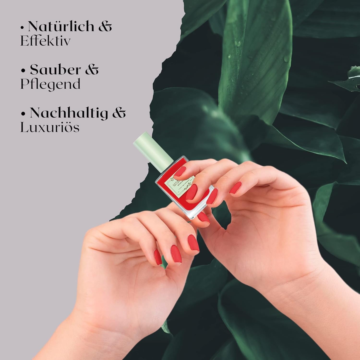 Vernis à ongles rouge à séchage rapide (Poppy Red) - vernis à ongles naturel avec formule végétalienne - respirant, durable et durable, 14 ml