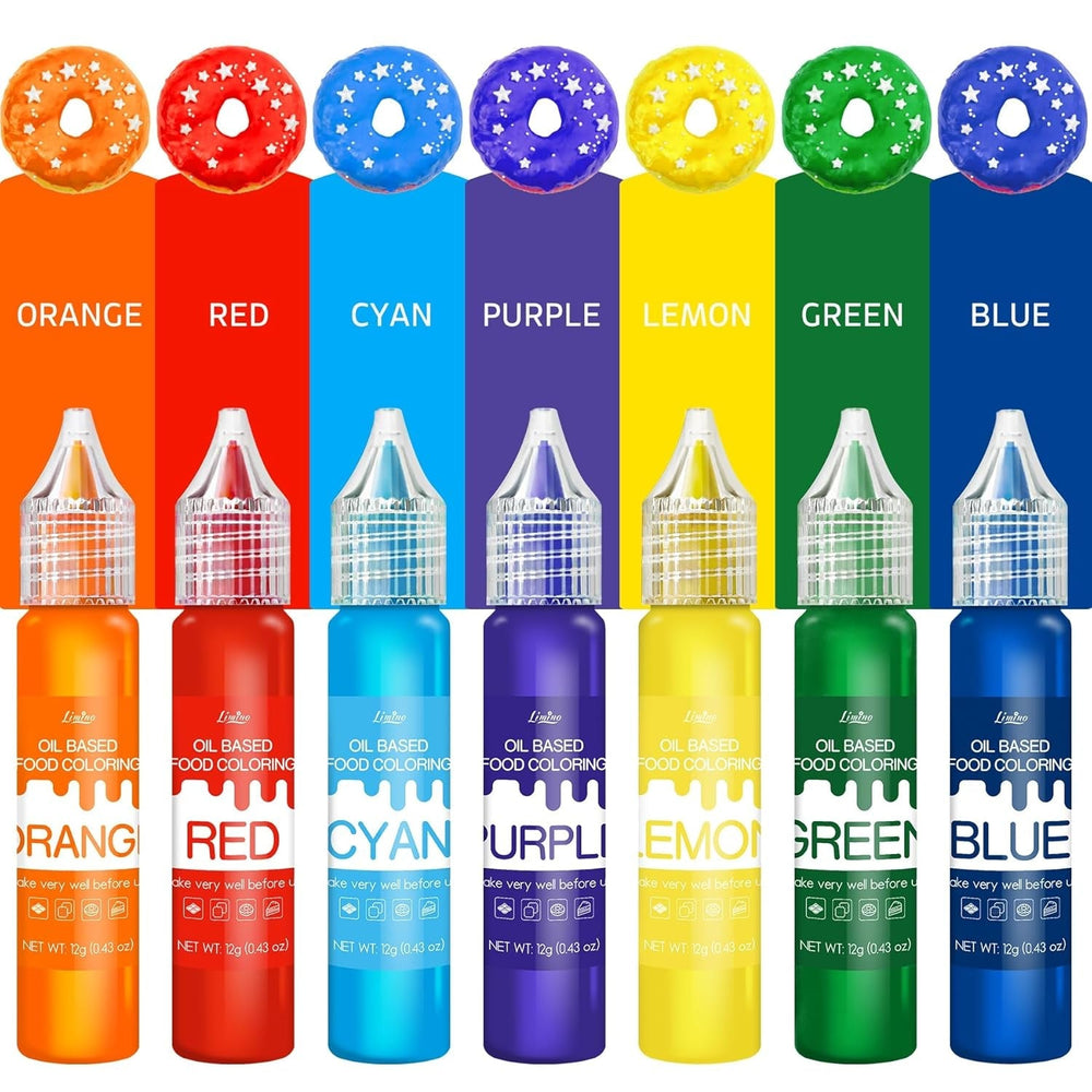Colorant alimentaire liposoluble - Colorant alimentaire à base d'huile aux couleurs de l'arc-en-ciel pour chocolat, bonbons, gâteaux, pâtisserie - Colorant alimentaire concentré pour la décoration de gâteaux, crème au beurre, fondant - 12 g chacun