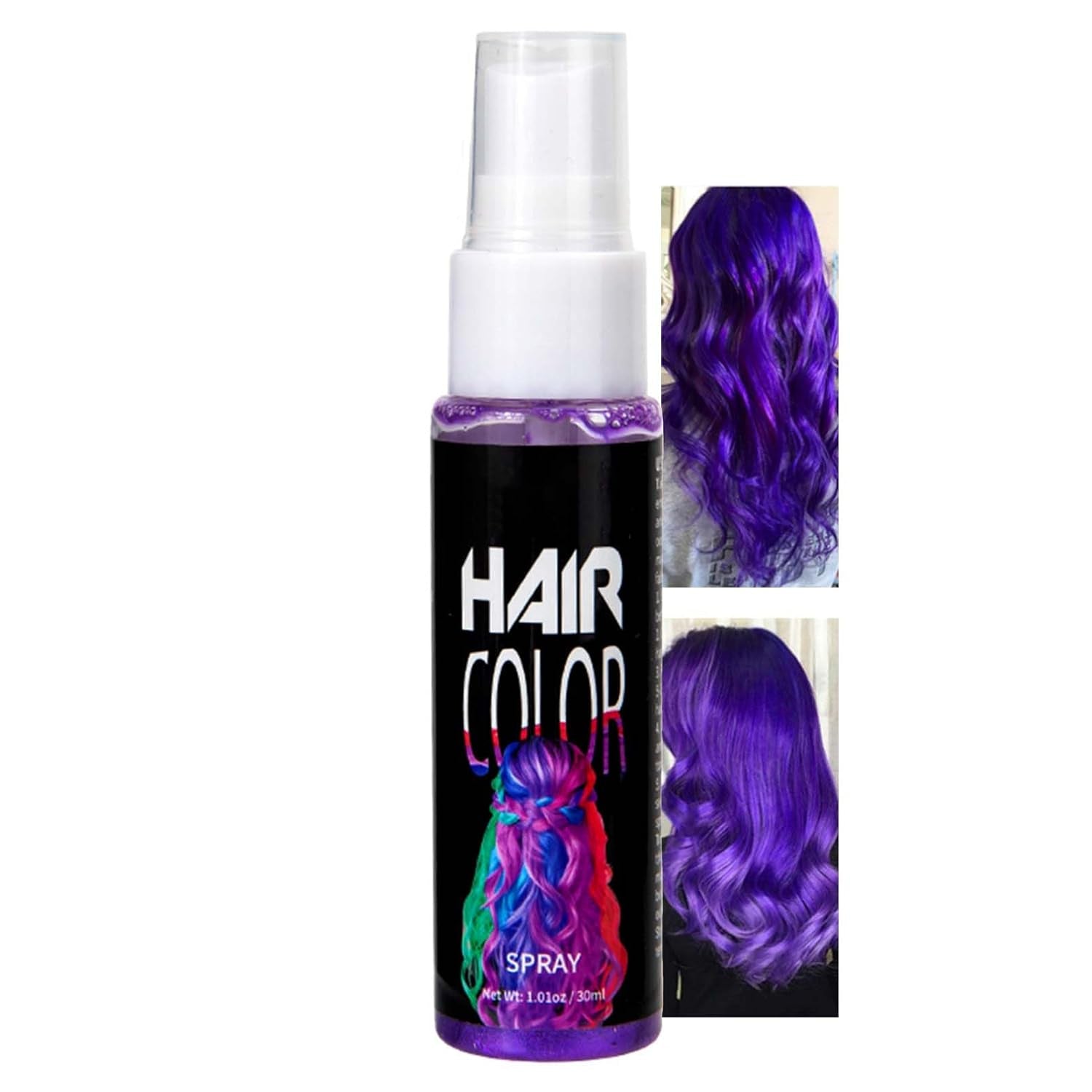 Coloration en laque pour cheveux, teinture pour cheveux en spray rouge temporaire, teinture pour cheveux de couleur rouge, teinture pour cheveux lavable, spray de couleur pour cheveux rouge vif, teinture pour cheveux instantanée, teinture pour cheveux pour carnaval, Halloween, cosplay, fête Naty Shop teinture pour cheveux violet 30 ml (1 paquet)
