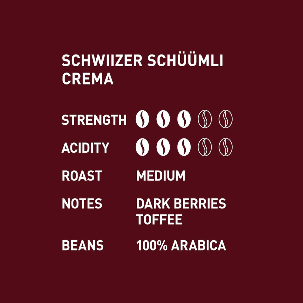 Schwiizer Schüümli Café en grains torréfaction moyenne, crème 1 kg – Force 3/5 – Certifié UTZ (lot de 4)