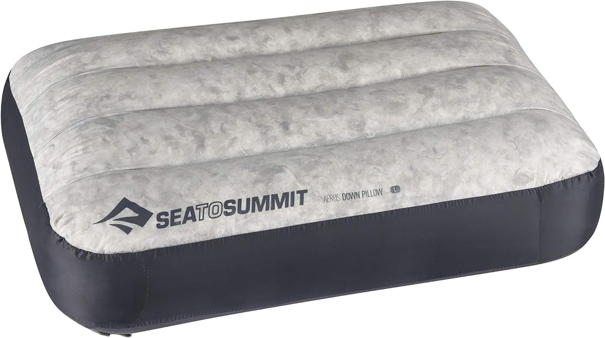 Sea to Summit - Oreiller de voyage Eros Down L - Ultraléger et gonflable - Matériau 10D - Oreiller en duvet de qualité supérieure - Antidérapant - Pour la randonnée et le camping - 42 X 28 X 12 cm - Gris - 95 G Naty Shop Oreillers de voyage Grand Gris