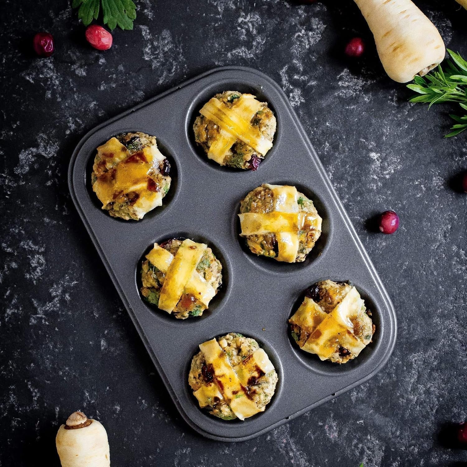 Masterclass 6-Loch-Muffinblech Mit PTFE-, PFOA- Und Bpa-Freiem Antihaftbeschichtung, Robustes 1Mm Dickes Karbonstahlblech, 27 X 18Cm Cupcake-Form Moules et plateaux pour la cuisson Naty Shop