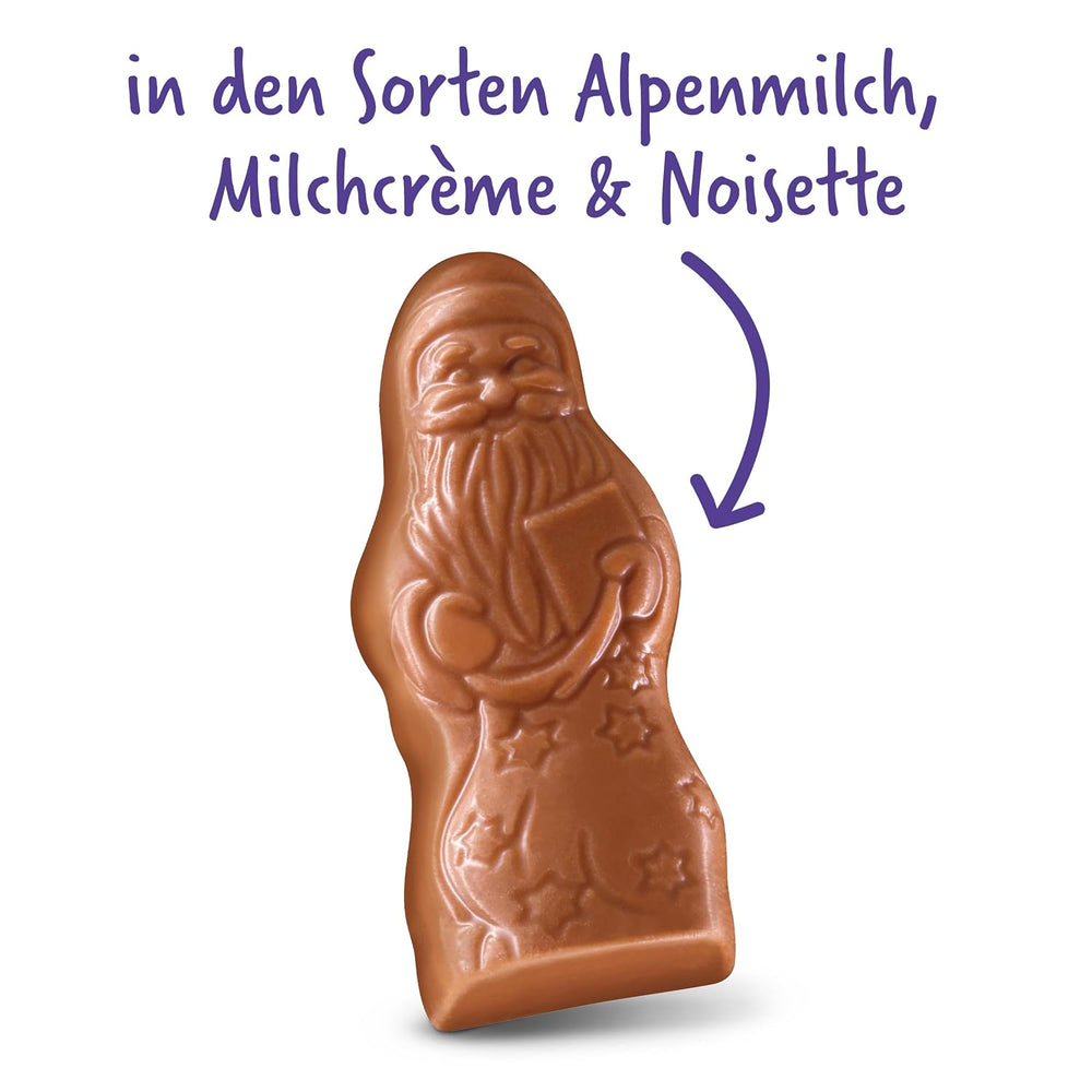 Milka Mini Santas – Mélange de lait alpin, crème de lait et noisettes dans un emballage individuel festif – 120g