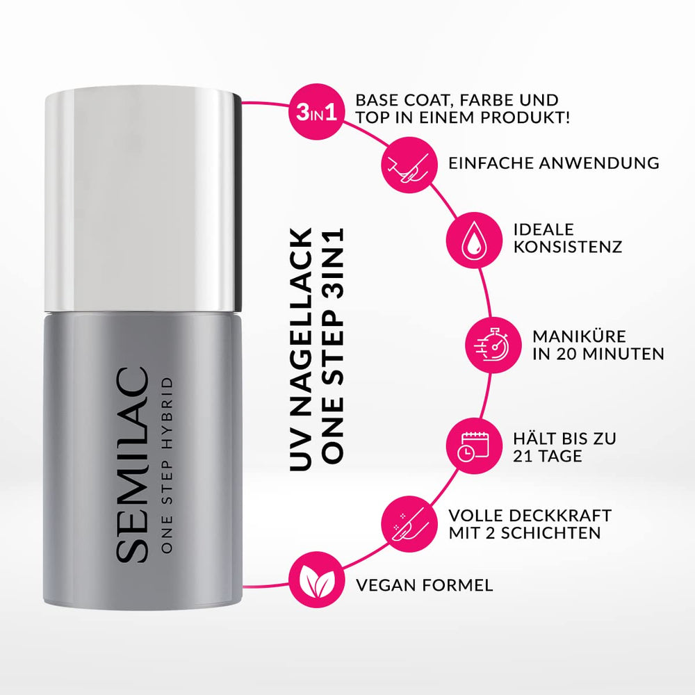 Oja UV Semilac One Step Hybrid 3 en 1 S450 Chaleur intérieure Pêche 7 ml