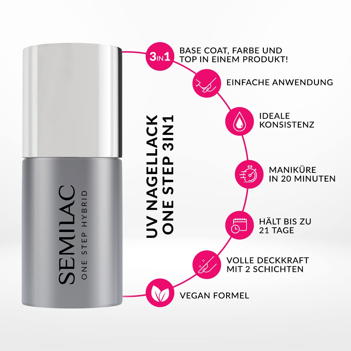 Oja UV Semilac One Step 3 în 1 S251 Cremă de cocos 7ml