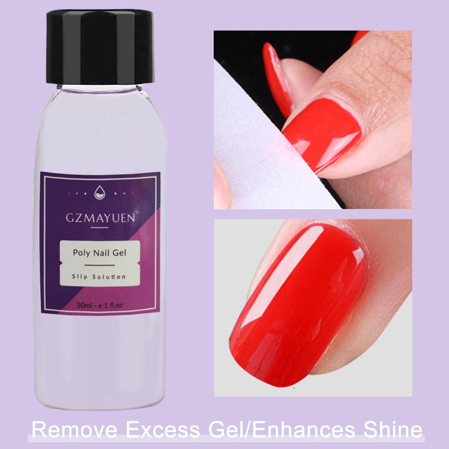 GZMAYUEN Poly Nail Gliding Solution 30 ml * 2 Gel d'extension d'ongle liquide Poly Extension Gel - Solution de glisse facile à faire soi-même avec brosse