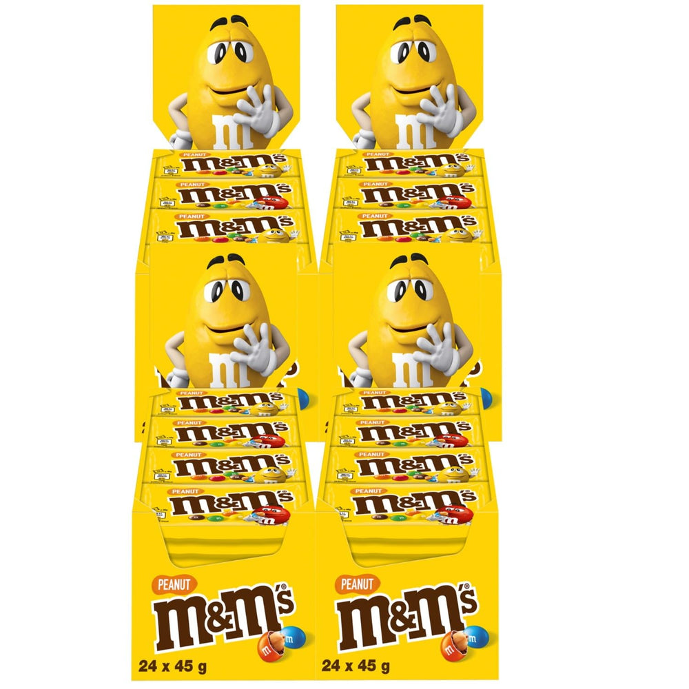 M&M's Peanut Chocolate Bulk Pack 24 x 45 g Lentilles au chocolat aromatisées aux cacahuètes Cadeau au chocolat (1080 g) Idéal comme friandise sur le thème du football