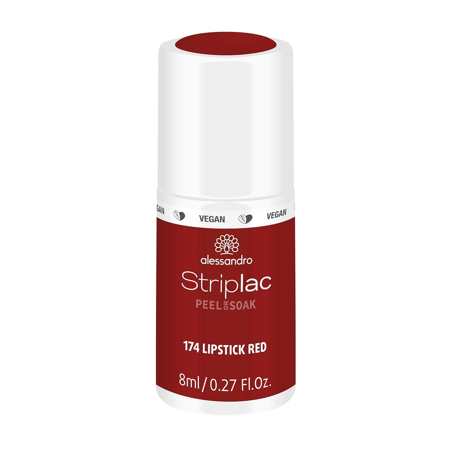 Vernis à ongles UV alessandro Striplac Elegant Ruby - Délicat et longue tenue - S'enlève facilement grâce à la technologie peel-off - Vegan et cruelty-free - 8 ml