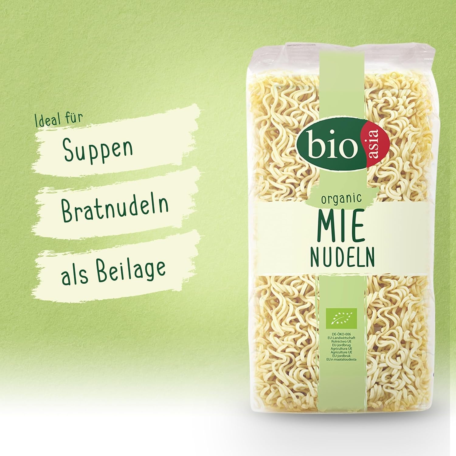 BIOASIA Nouilles Mie Bio, nouilles de blé sans œuf, préparées rapidement et facilement, végétariennes (8 x 250 g)
