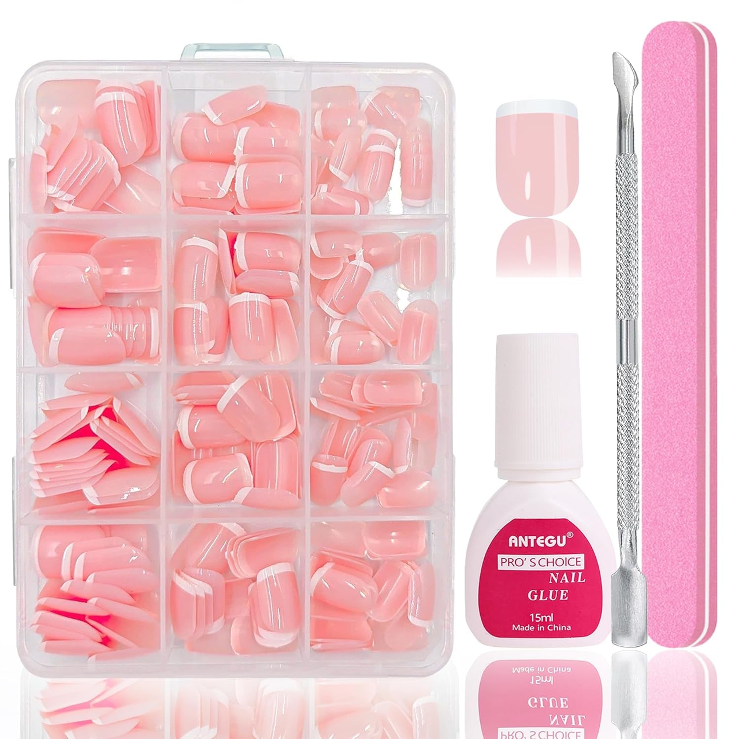 Ensemble de faux ongles Ballerine – 240 pièces de faux ongles rose lilas délicats, colle complète sur faux ongles, ensemble de faux ongles pour manucure et nail art pour femmes et filles (rose lavande)