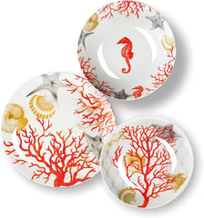 Service de table Excelsa Coral, 18 pièces, porcelaine, rouge