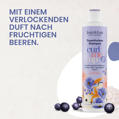 Jean & Len Dream Curls Shampooing Eau de Riz & Baie d'Açai, pour cheveux bouclés et ondulés, 300 ml Jean & Len