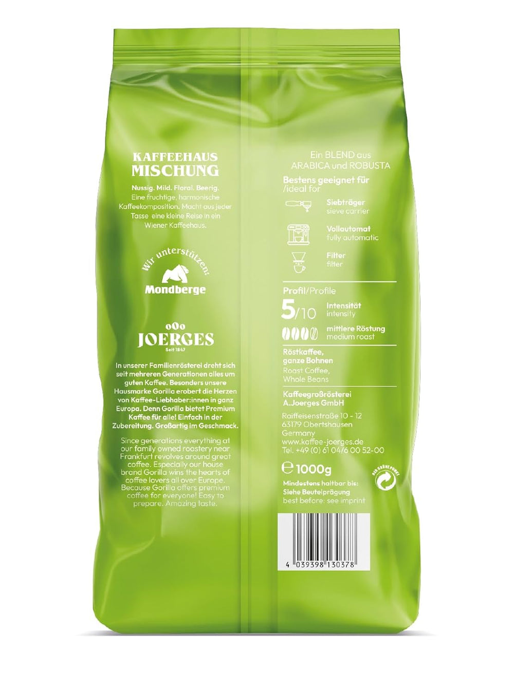 Mélange de café Joerges, 1 kg (l'emballage peut varier) (paquet de 2)