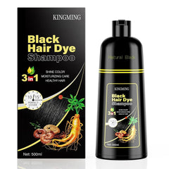 Shampoing noir pour teinture pour cheveux gris, shampoing noir pour teinture pour cheveux gris 3 en 1, shampoing pour teinture capillaire pour hommes et femmes, shampoing anti-cheveux gris (500 ml) Naty Shop Black Hair Dye