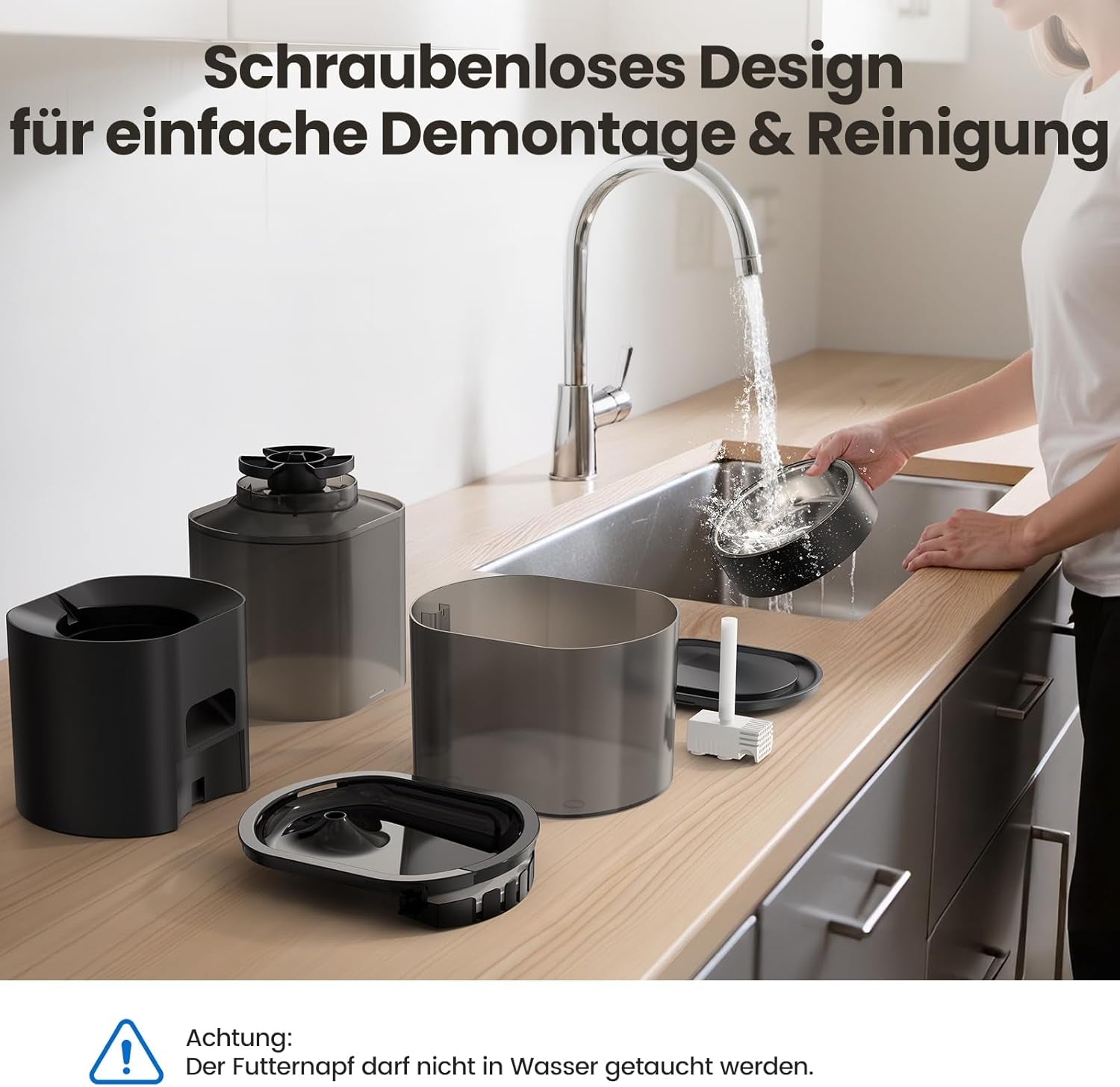 3L Automatischer Katzenfutterspender 2.5L Katzenbrunnen-Set, geräuscharmes App-steuertees Fernfütterungsgerät mit 10 Mahlzeiten per Tag, Anti-Verstopfungs-Design, idéal pour Katzen & Welpen