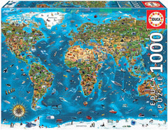 Educa - Puzzle 1000 pièces pour adultes | Merveilles du monde, puzzle de 1000 pièces pour adultes et enfants, attractions touristiques, carte du monde. Puzzle pour adultes à partir de 14 ans (19022) Puzzle Naty Shop Titre par défaut