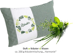 Gözze - Oreiller parfumé aux herbes, remplissage de mélange d'herbes 200G, housse 100% coton, 30 X 20 cm - Plaid Green Naty Shop Oreillers standards