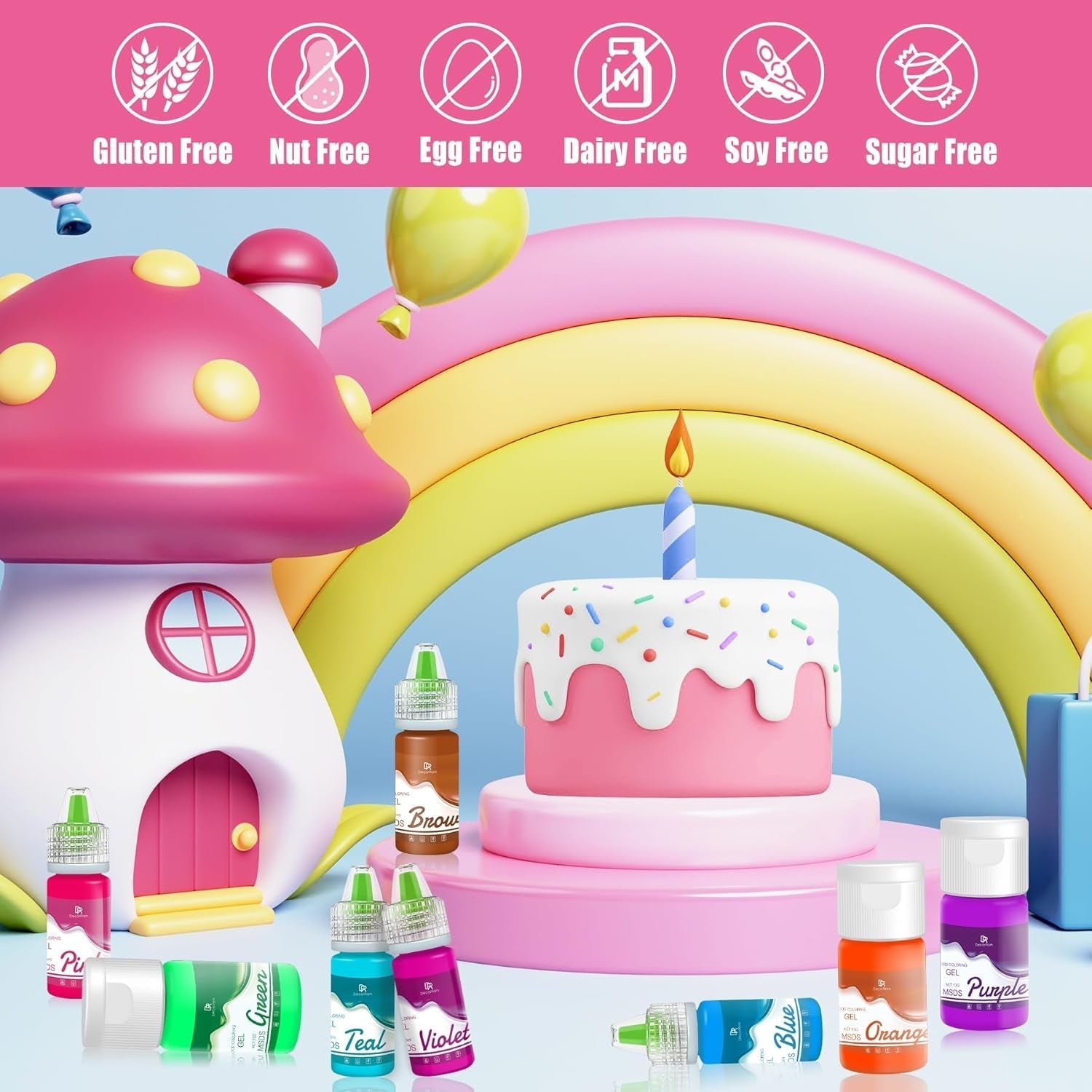 Colorant alimentaire en gel - 26 couleurs de colorant alimentaire en gel concentré pour la décoration de gâteaux, la pâtisserie, les biscuits, les macarons - Colorant alimentaire sans sucre pour les boissons, la décoration de gâteaux, le slime DIY, les œufs de Pâques - 6 ml chacun