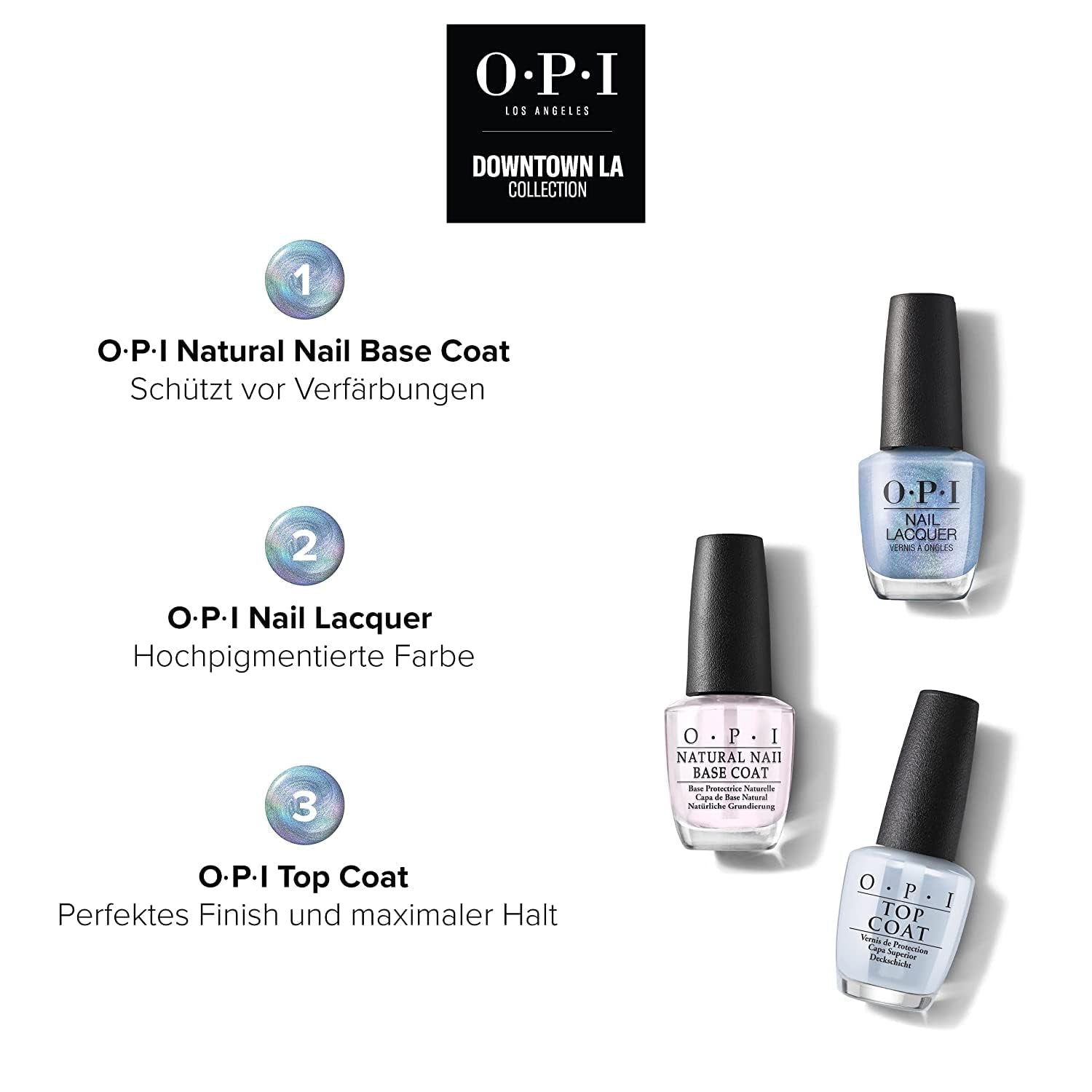 OPI Nail Lacquer dans les tons de bleu et de vert - Vernis à ongles à séchage rapide, résistant aux éclats et longue tenue - dure jusqu'à 7 jours - avec pinceau extra-large ProWide