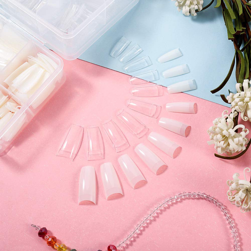 1000 pièces faux ongles 10 tailles pointes d'ongles naturels pointes d'ongles français artificiels pointes d'ongles artificiels faux ongles conseils boîte conseils d'art pour femmes filles
