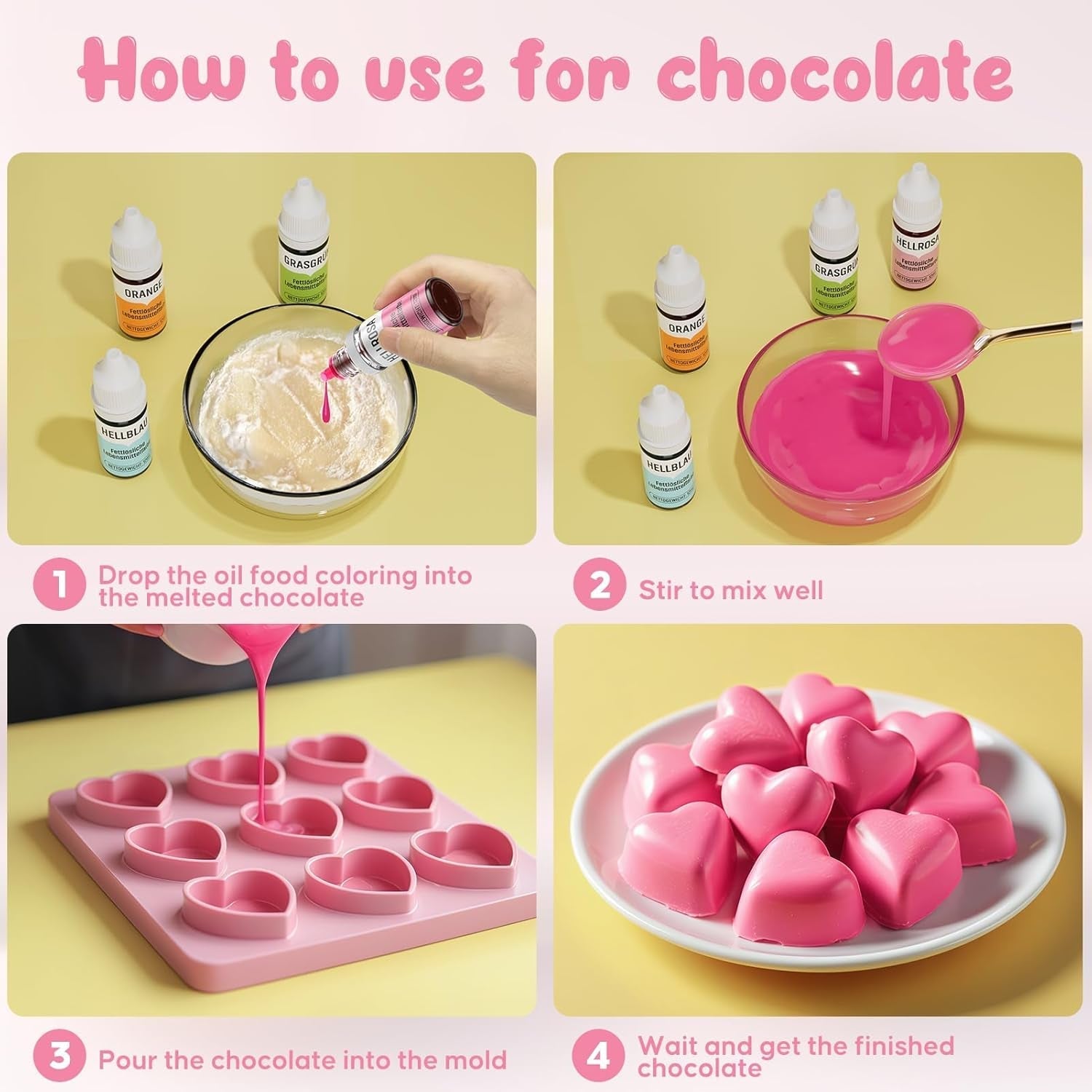 Colorant alimentaire liposoluble 7 couleurs Macaron x 12 ml, colorant alimentaire à base d'huile hautement concentré pour chocolat, colorant alimentaire pour décoration de gâteaux, muffins, pâtisserie, glaçage, fondant