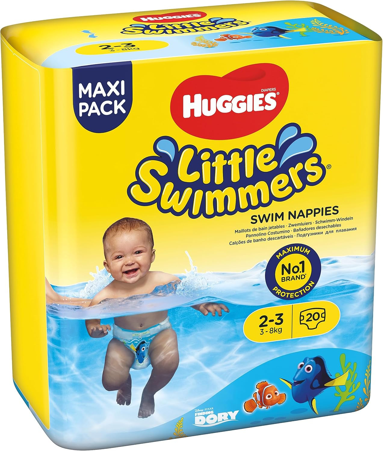 Huggies Little Swimmers Sac à dos, taille 2-3 (3-8 kg), 1 paquet avec 20 pièces