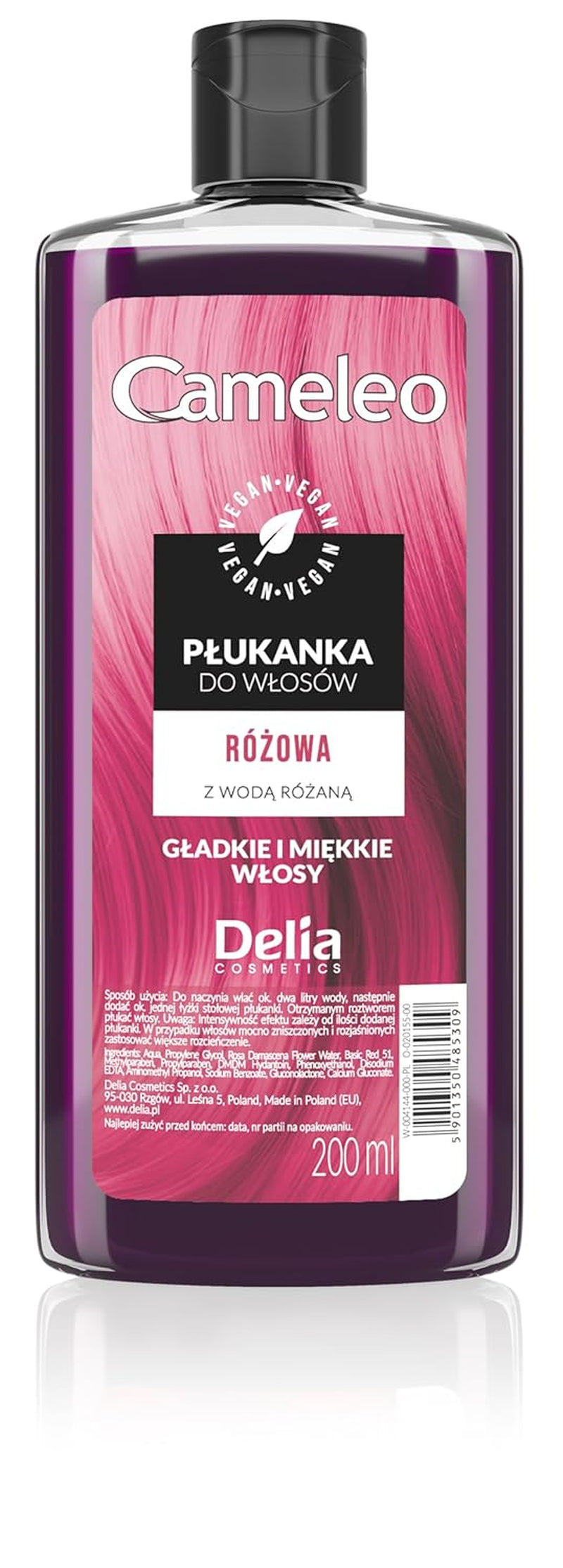Cameleo - Tonique capillaire rose à l'eau de rose sans teinte jaune - Coloration semi-permanente - Pour cheveux blonds et gris - Couleur et soins - Sans parabène | 200 ml Naty Shop Coloration Capillaire Nouvelle Version - Rose 200 Ml (1 paquet)