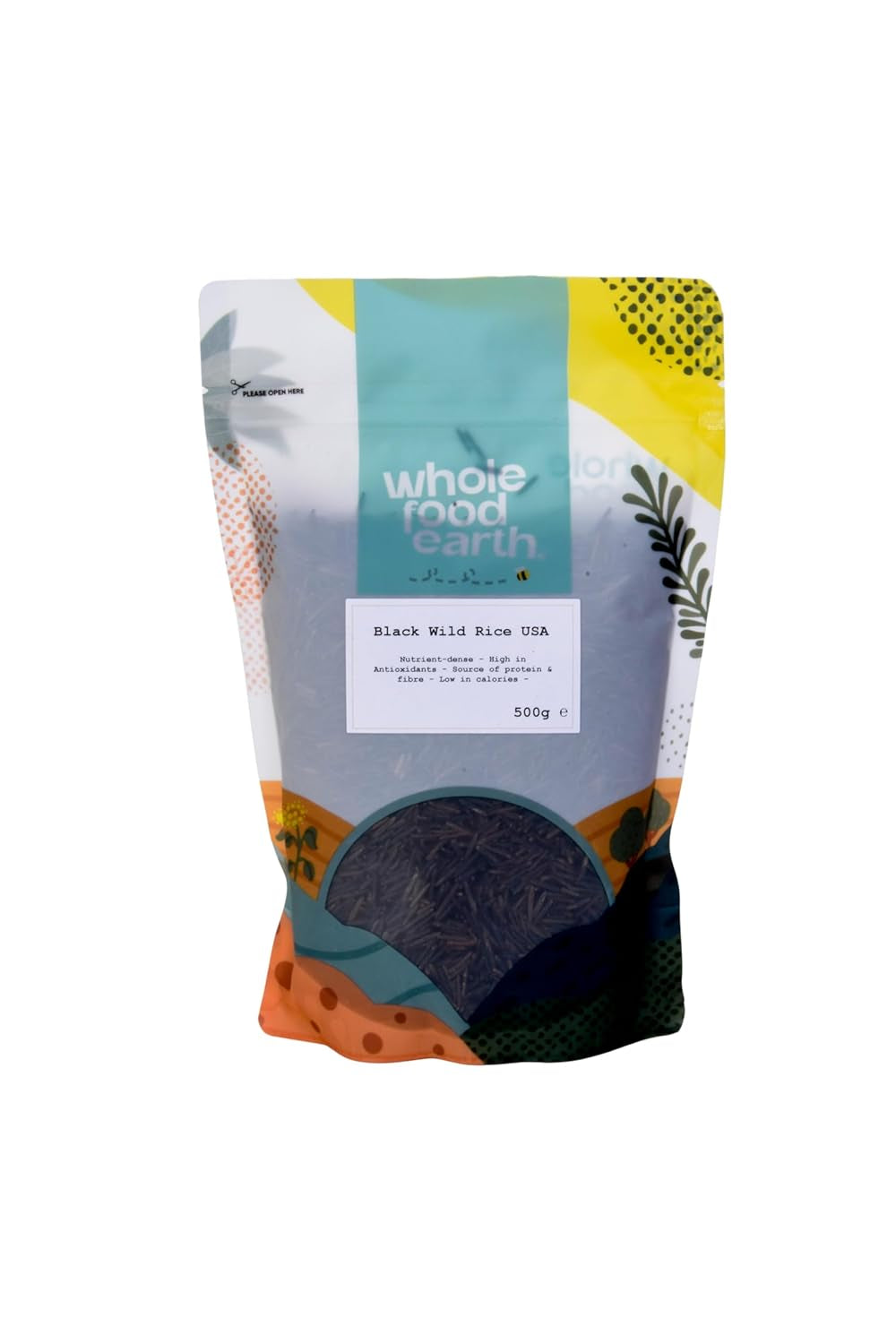 Wholefood Earth USA Riz sauvage noir – Sans OGM – Naturel – Végétalien – Sans produits laitiers – Sans sucre ajouté, 500 g