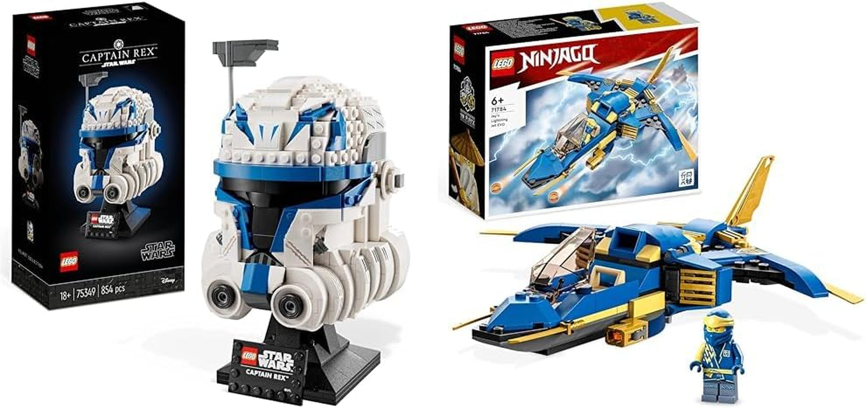 LEGO 75349 Star Wars Captain Rex Casque Set Clone Wars Collectible Model Series 2023 Pièce souvenir et idée cadeau Ensembles de construction Besuche den LEGO-Store Bundle avec Jay's Thunder Jet Evo,