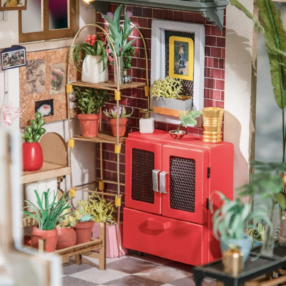 Robotime DG145 Rolife Emily's Flower Shop Maison de poupée miniature En bois, métal, tissu et carton, Dimensions : 22 X 15 X 17 Cm, Maisons de poupées Naty Shop