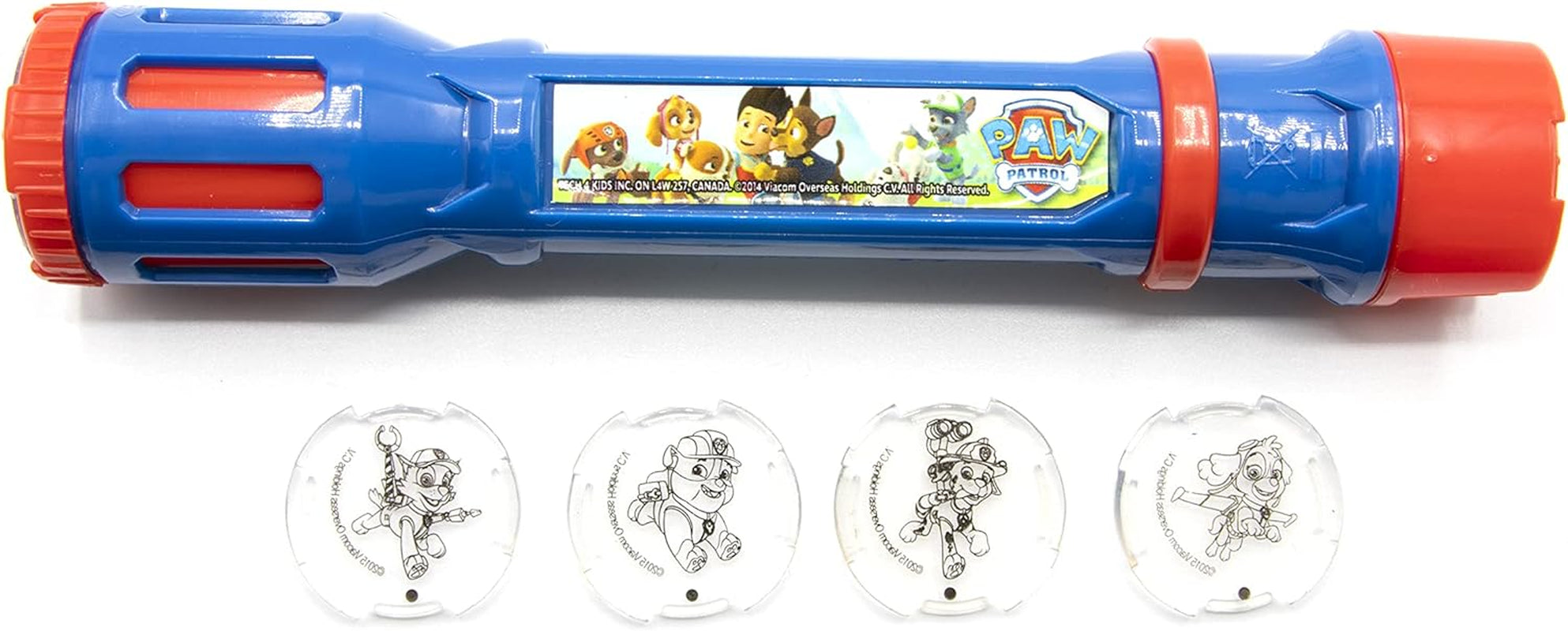 Joy Toy 40315 Paw Patrol Figurines & Personnages Lampe de poche avec 6 lentilles de projection interchangeables - sous blister, 5,2 X 1,4 X 9 cm, rouge/bleu Figurines Naty Shop