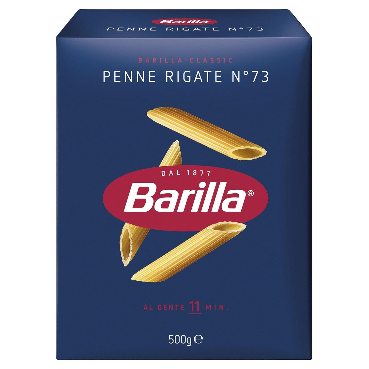 Pâtes Barilla Classic Penne Rigate Nr. 73 de blé dur de haute qualité, toujours al dente (1 x 500 g)